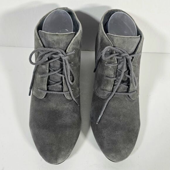 Vionic Becca Suede Ankle Bootie Women's Size 8 Gray Lace Up Wedge - Picture 2 of 12